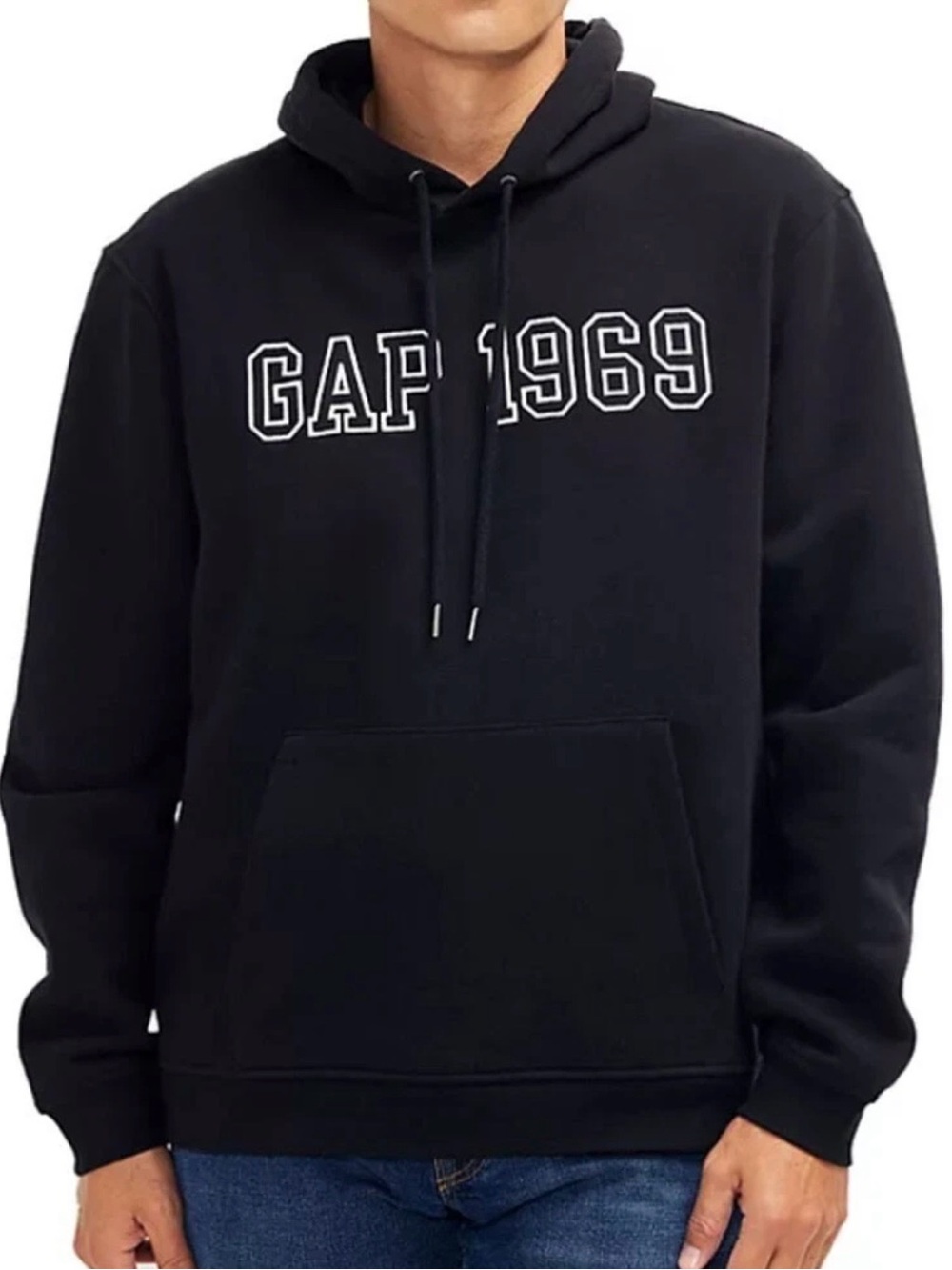 GAP 1969 Black Pullover Hoodie with White Logo